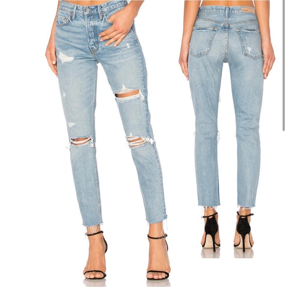 • GRLFRND • Women’s Karolina Jeans A Little More Love Wash Blue / Distressed 26 - Picture 2 of 6